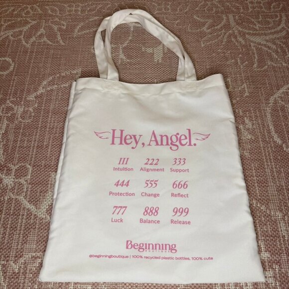 Beginnings Boutique Hey Angel Numbers Tote Bag - Picture 1 of 8